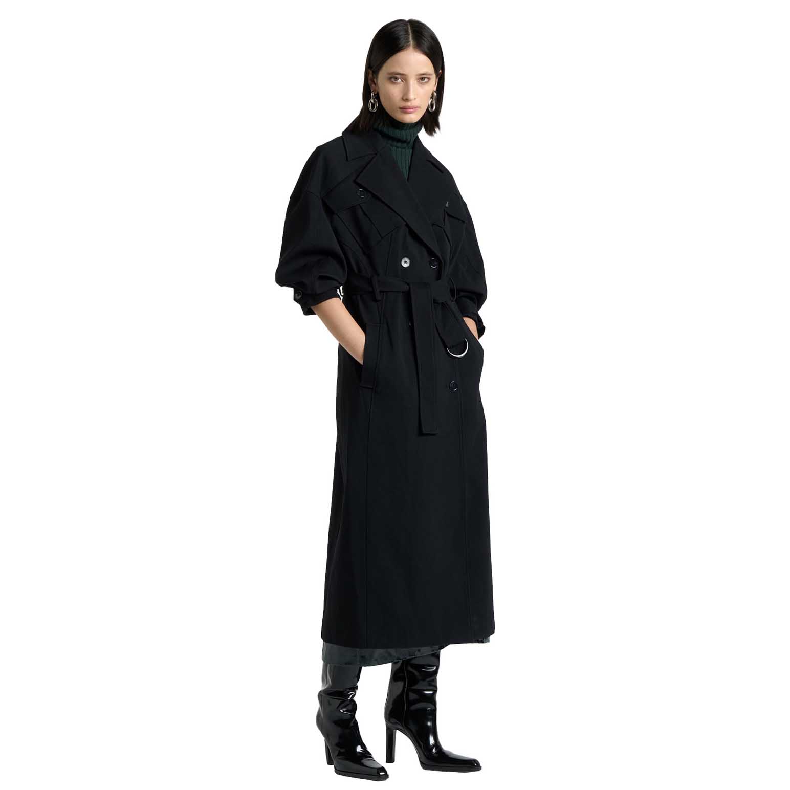 Cue Viscose Twill Cocoon Trench